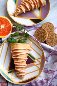 Two Easy Carrot Cake Crepes on plates.