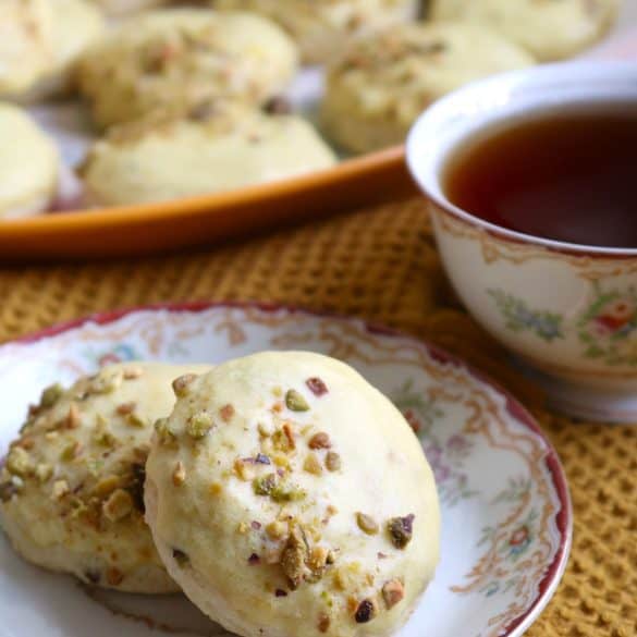 Pistachio Lemon Ricotta Cookies with Tea.