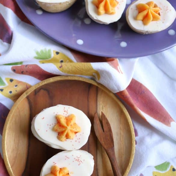 Deviled Egg Cookies on Plates.