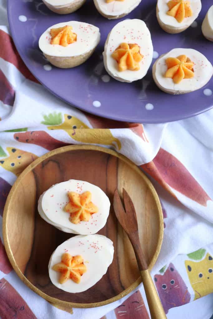 Deviled Egg Cookies on Plates.