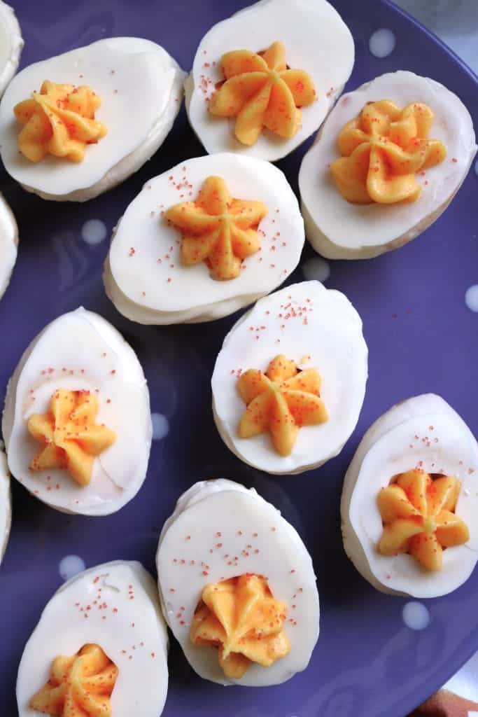 Deviled Egg Cookies on Tray.