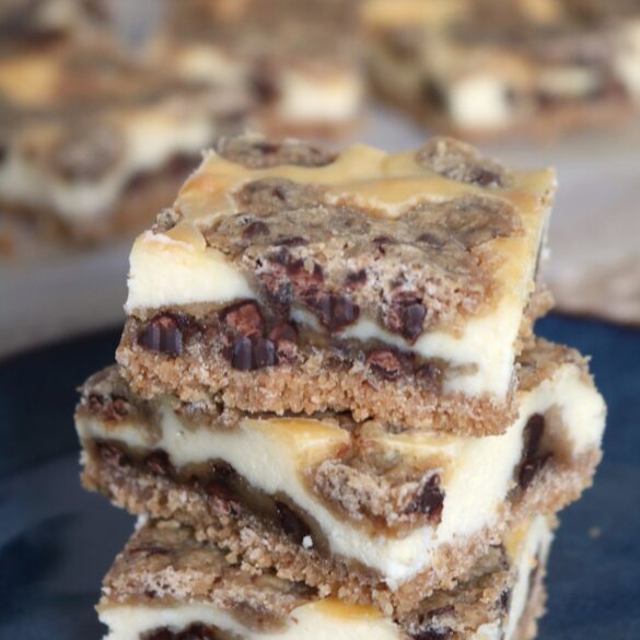 Chocolate Chip Cookie Dough Cheesecake Bars.
