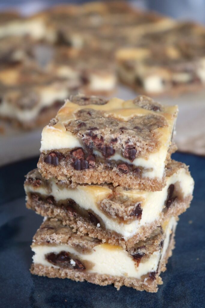 Chocolate Chip Cookie Dough Cheesecake Bars.