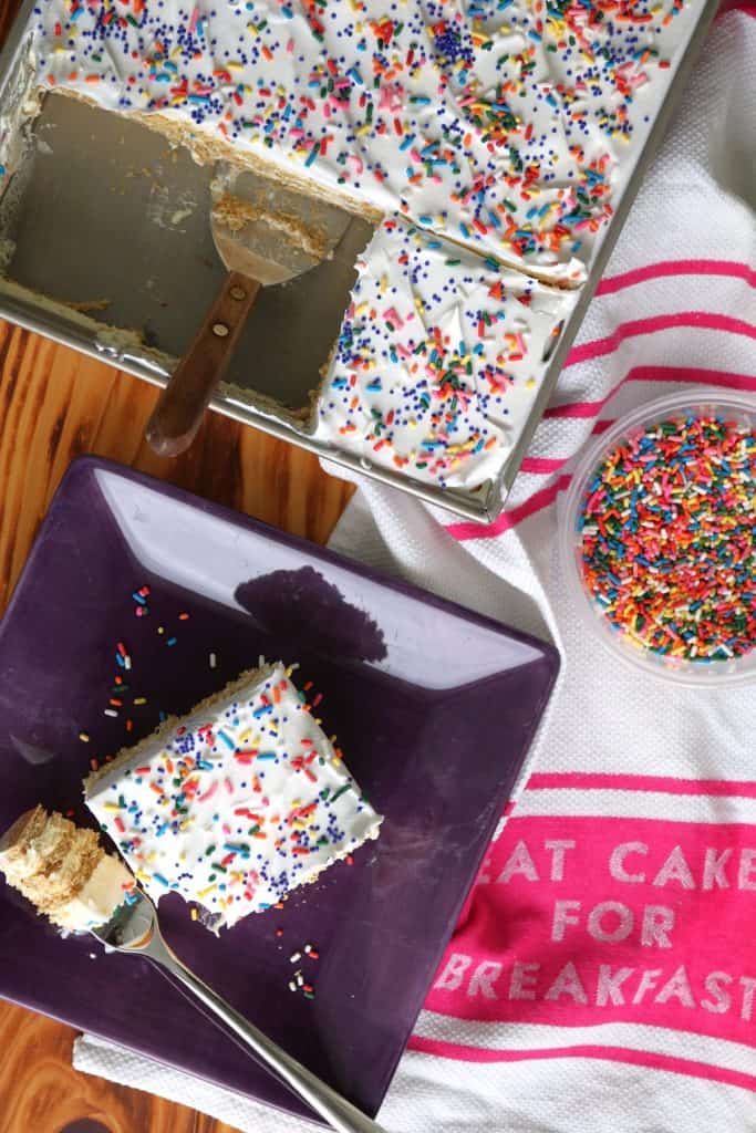 Sprinkle Cake Batter Dessert Lasagna.