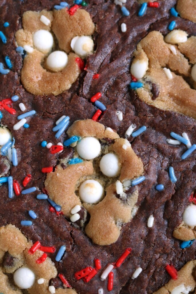 Cookie Dough topped Brownies.