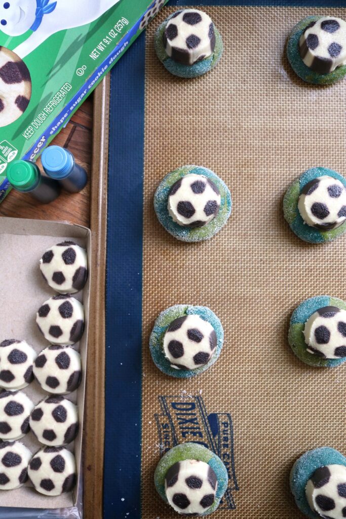 World Cookies topped with Soccer Ball Cookie Dough.