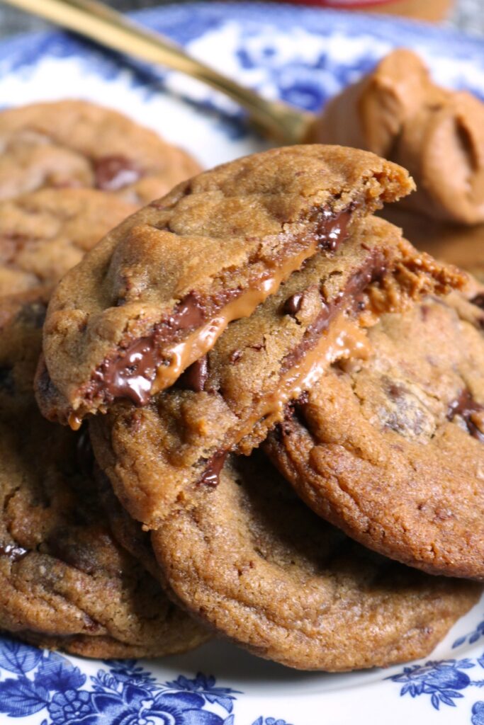 Biscoff Stuffed Chocolate Chip Cookies.