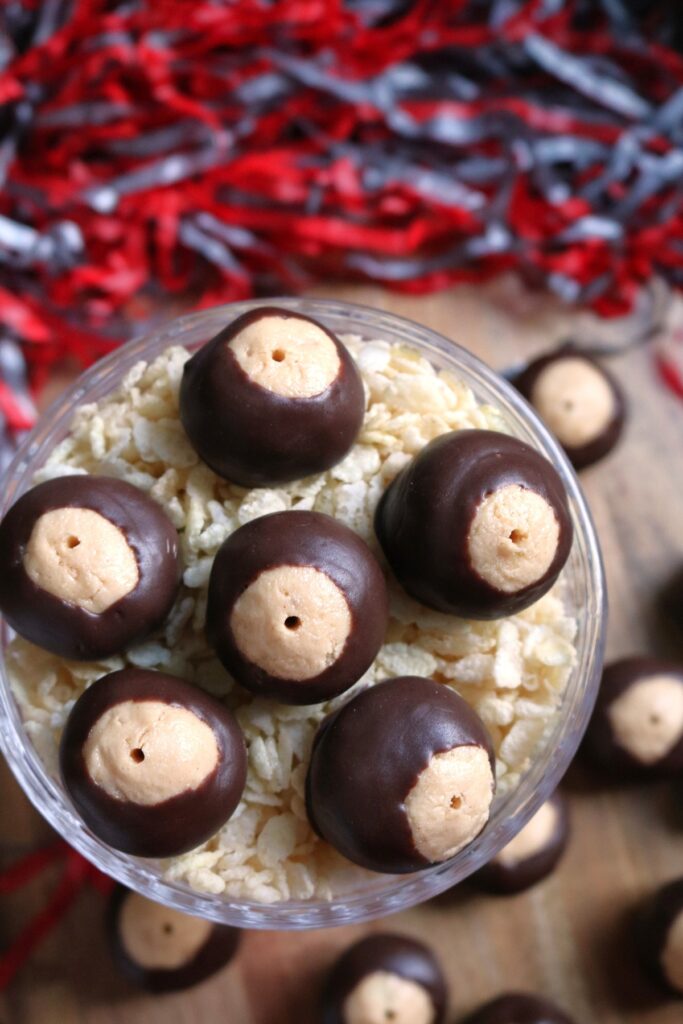 Buckeyes with crunchy peanut butter.