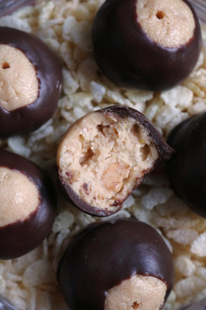 Inside of Crunchy Buckeyes.