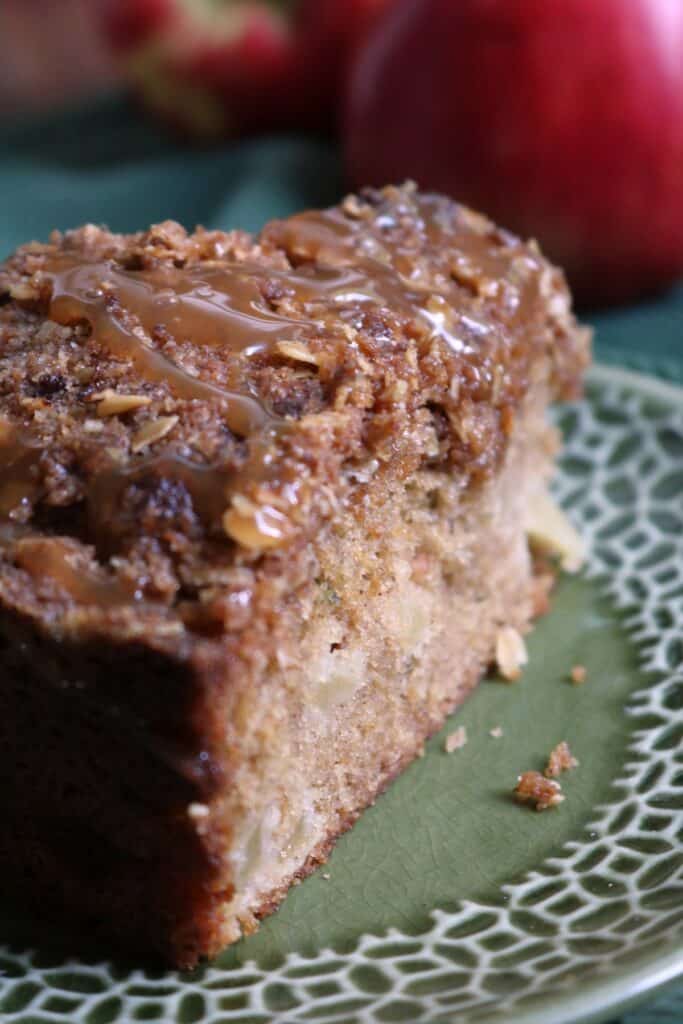 Slice of Rosemary-Caramel Apple Coffee Cake.