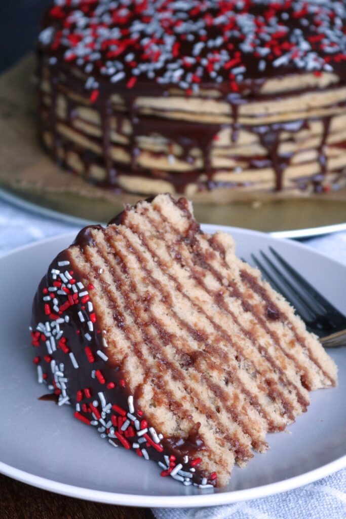 Slice of Peanut Butter Smith Island Cake.